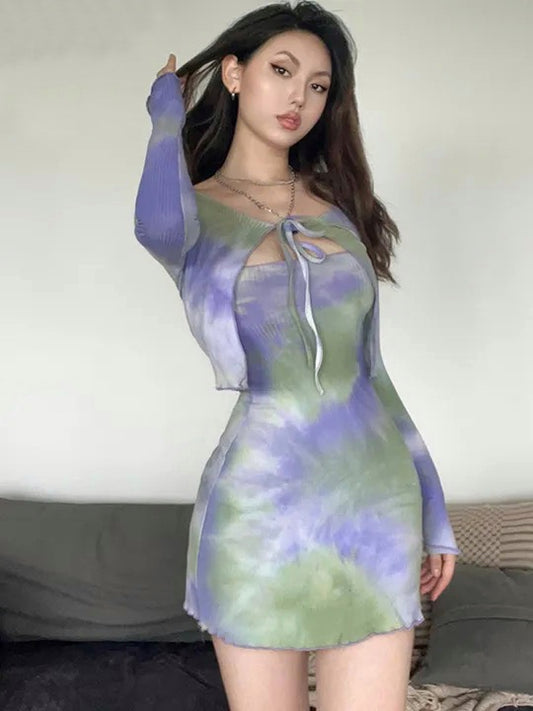 Tie-Dye Elegant Two-Piece Dress