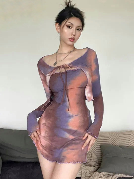 Tie-Dye Elegant Two-Piece Dress
